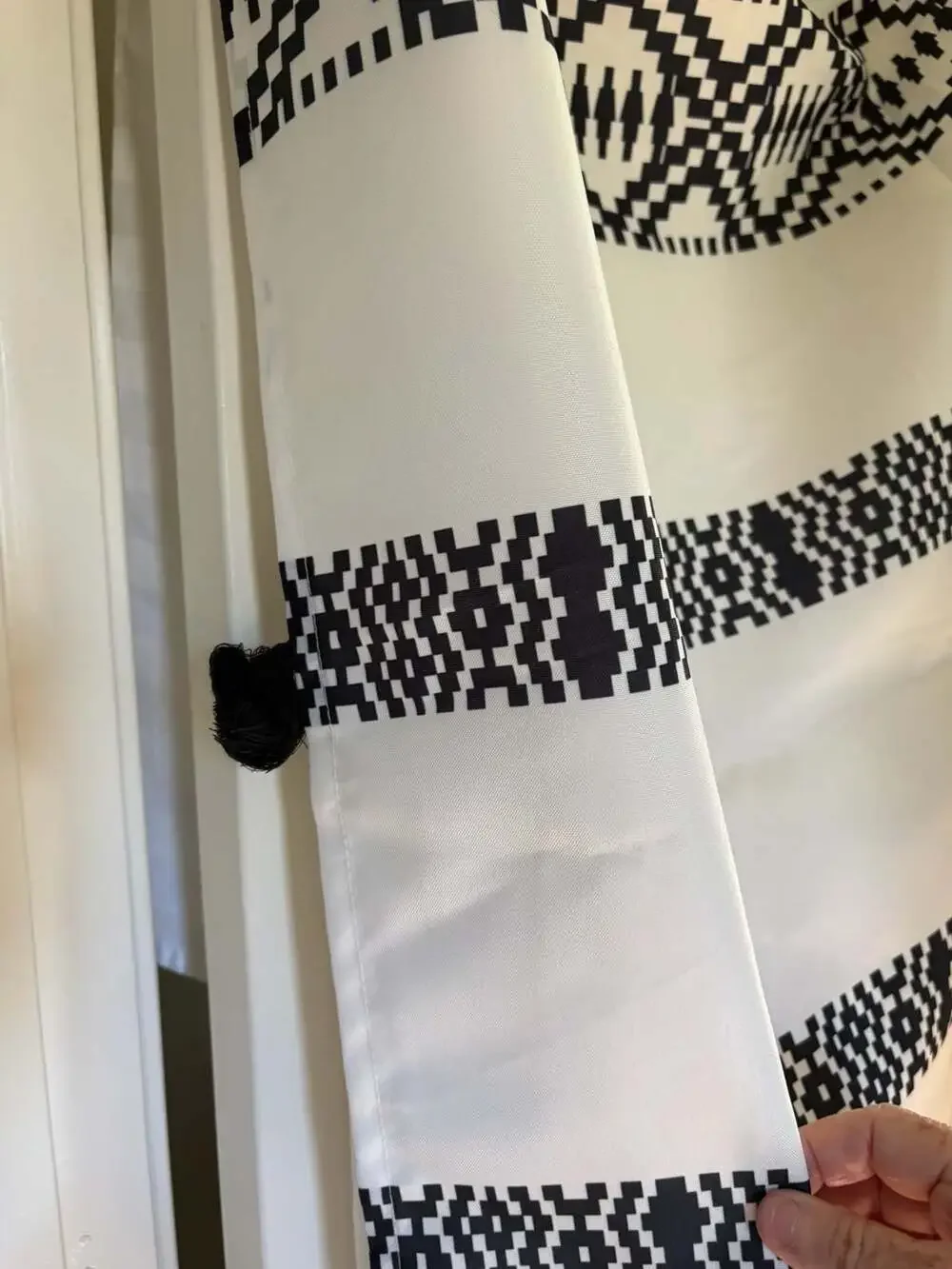 NWOT, Boho Chic Polyester and Cotton Shower Curtain, Black & white